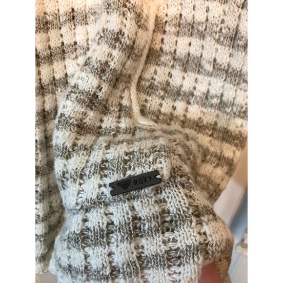 Roxy striped v-neck knit pullover hooded sweater - Picture 6 of 11